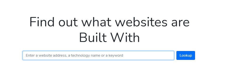 Builtwith website landing page 