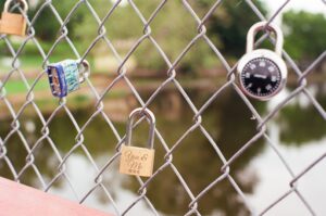 Picture of locks on a fence