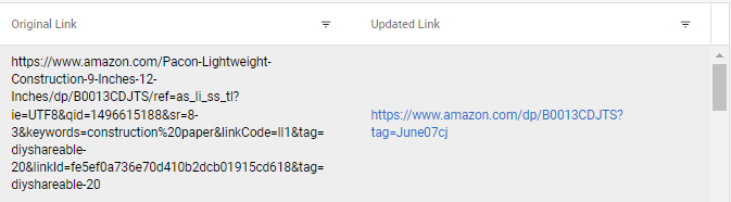 This is a picture of an Amazon Affiliate link before and after Linkmoney App