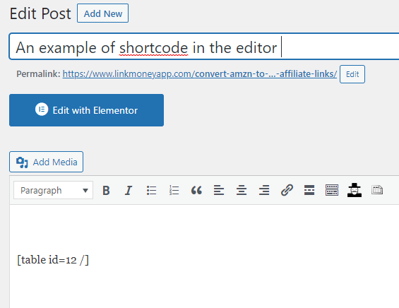 This is an example of the shortcode TablePress creates for their tables