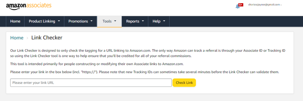 This is the Amazon Affiliate Link Checker empty