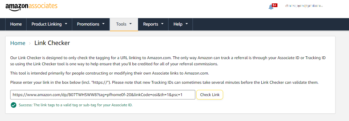 This is the Amazon Affiliate Link Checker with a "success" affiliate link