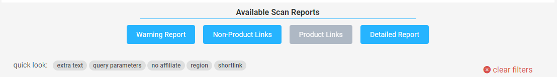 The Linkmoney App Product Links Button in the Available Scanned reports