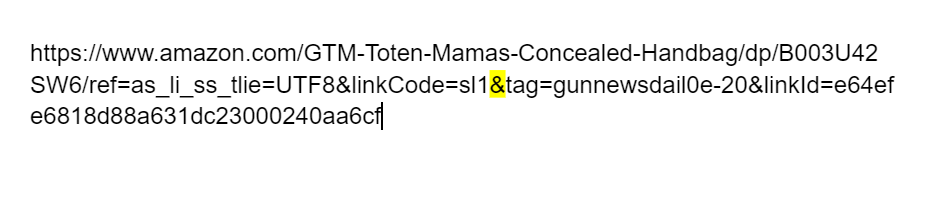 This is an example of an Amazon Affialte link that is missing the query string