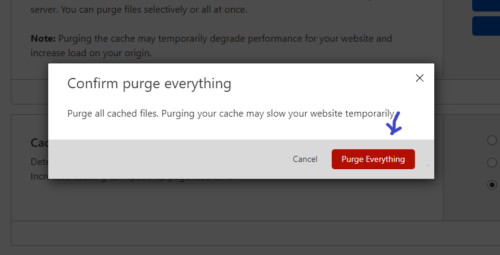 Cloudflare Confirm purge everything