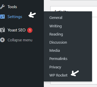 Who to get to WP Rocket in WordPress