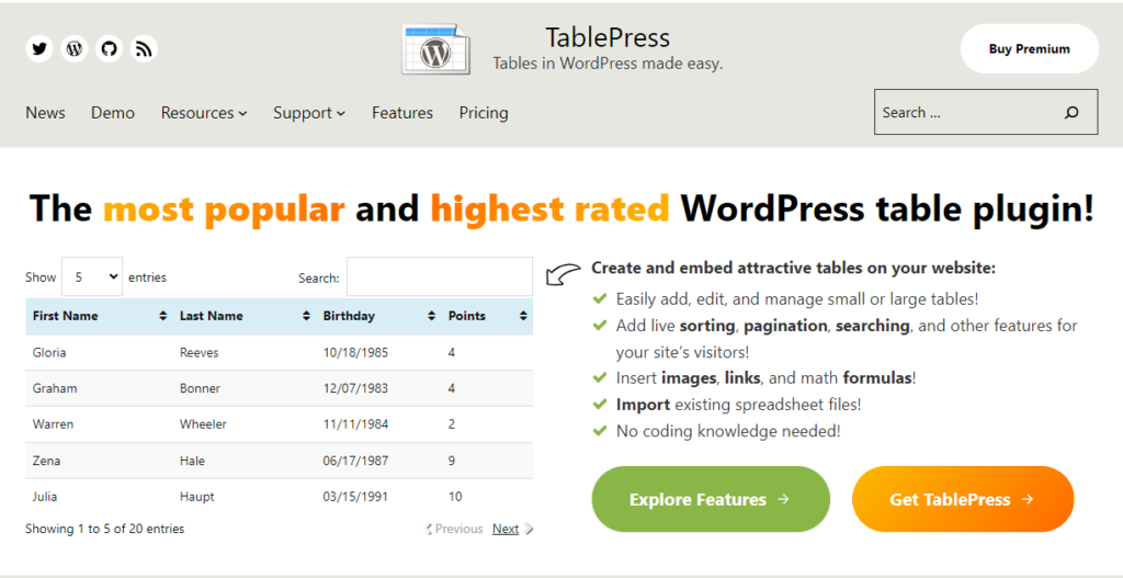 TablePress Logo Site
