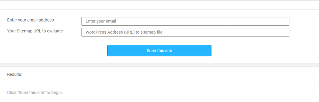 Linkmoney App Free Site Audit enter email and XML sitemap